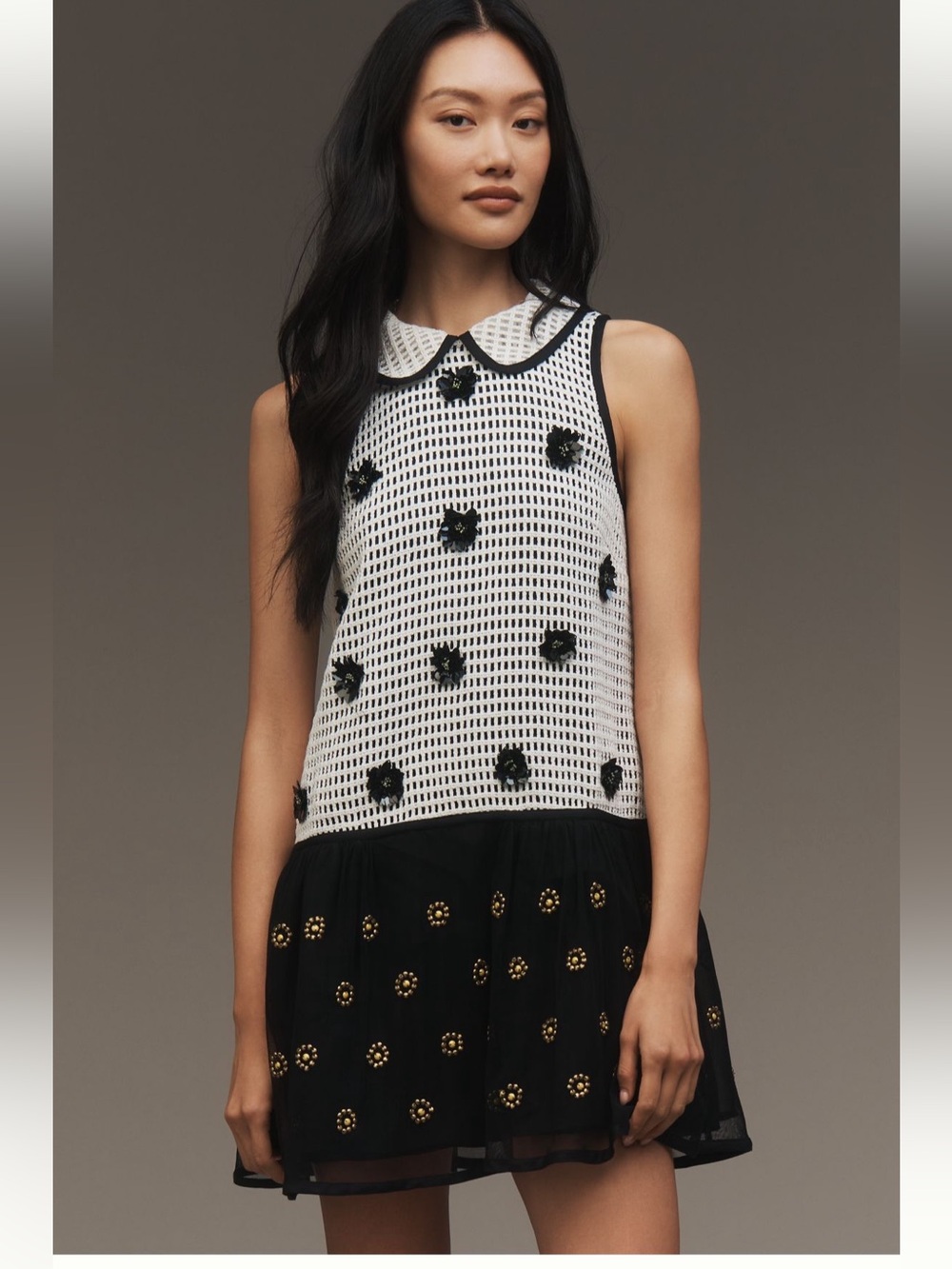 Maeve Sleeveless Embellished Drop-Waist
Mini Dress NWT